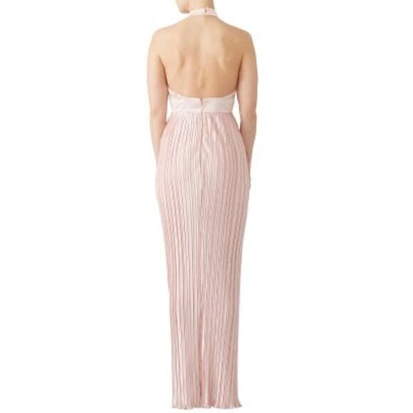 TJD The Jetset Dairies Women's Pink Blush Pleated Skirt Halter Gown Size L - Picture 2 of 16